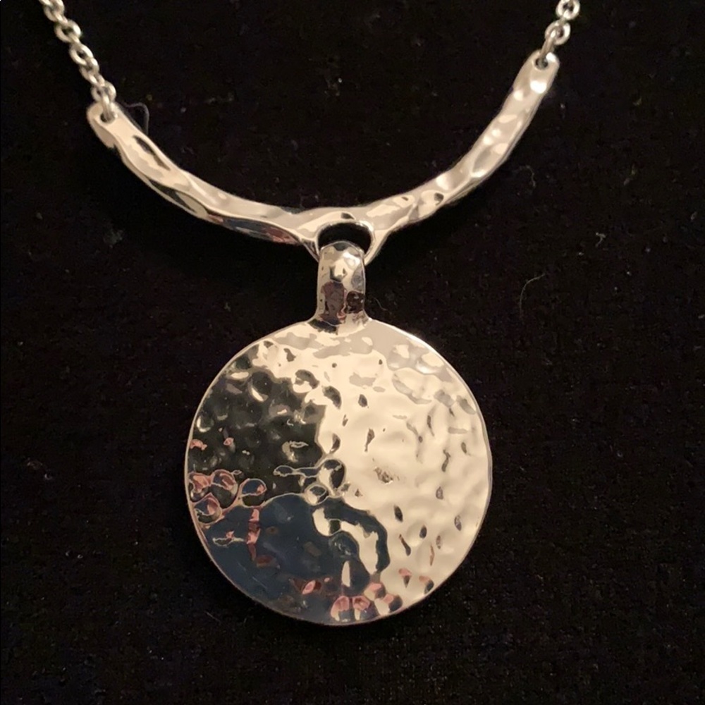 Hammered silver shield necklace